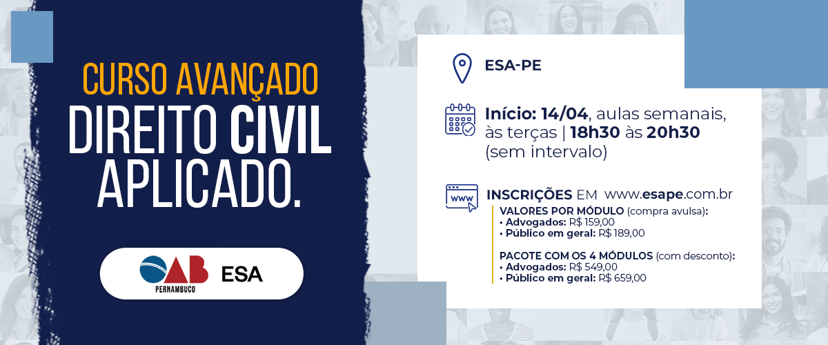 Início: 14/04 - Curso Avançado de Direito Civil Aplicado (CURSO COMPLETO)
