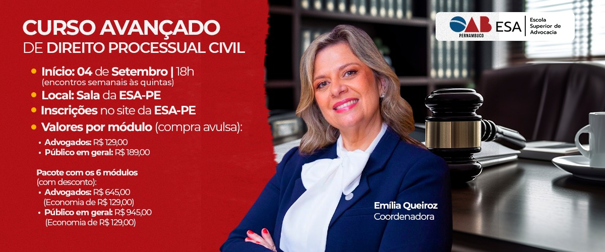 Início: 04/09 - Curso Avançado de Direito Processual Civil - (CURSO COMPLETO)