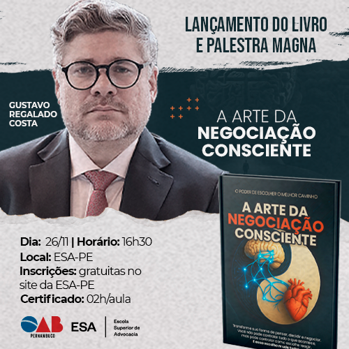 Dia: 05/11 - Lançamento do Livro e Palestra Magna - A Arte da Negociação Consciente